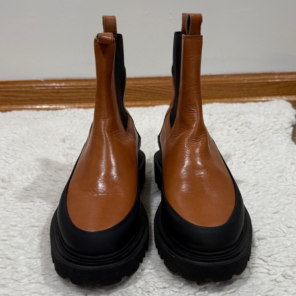 New AllSaints Women Harlee Lug Sole Chelsea Boot Sz 7 Brown Chunky Rugged Edgy - Picture 5 of 8